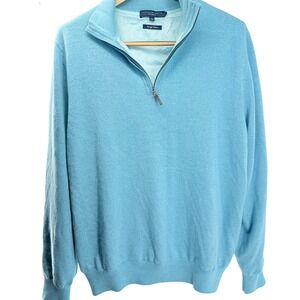 Fairway And Greene Italian‎ Merino Wool Quarter Zip Men's Size Medium  Blue/Aqua